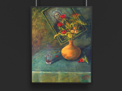 Still life with Rembrandt art design oil painting resim