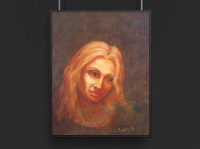 A woman dressed in green art charcoal design painting