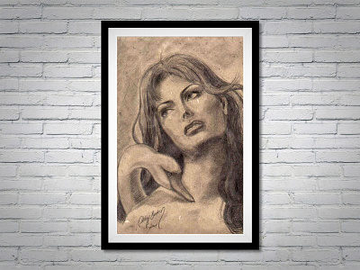 Leda and Swan art charcoal