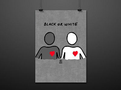 Black or White? art black blackorwhite design digital illustration digitalart graphic graphic design heart illustration poster poster design posters racism violence voice