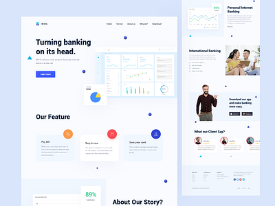 Bank landing page v3 bank bank app banking branding clean design clean ui design hellodribbble landing page landing page design landing page ui minimal money app ui uiux web design