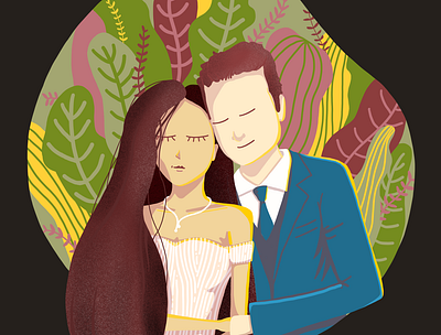 The Happy Couple couple custom illustration illustration people portrait portrait illustration procreate wedding