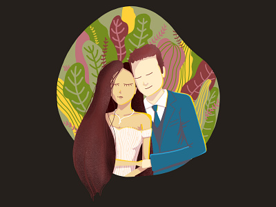 The Happy Couple couple custom illustration illustration people portrait portrait illustration procreate wedding