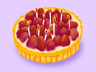 Strawberry Tart birthday birthday cake dessert digital art digital illustration food illustration illustration procreate strawberries strawberry tart