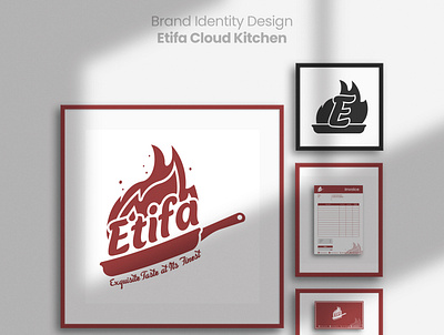 Brand Identity Design of Etifa Cloud Kitchen 2d logo bangladesh brand identity cloud kitchen fire food logo pan restaurant