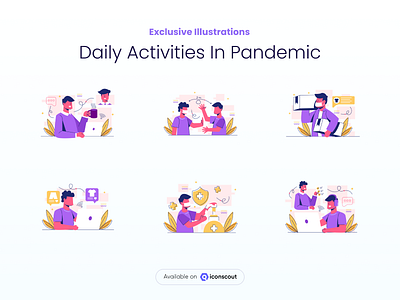 Daily Activities in Pandemic Illustration activities covid design exclusive flat graphic design iconscout illustration mask minimal pandemic vector