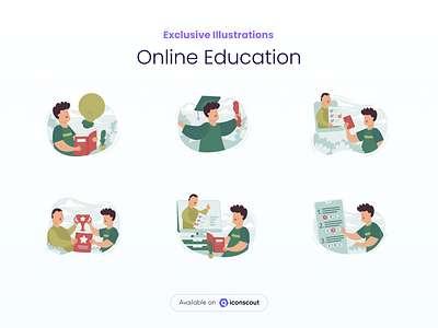 Online Education Illustration covid education exclusive flat graphic design iconscout illustration minimal online pandemic vector