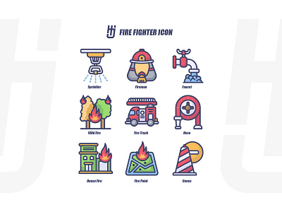 Fire Fighter Icon Set