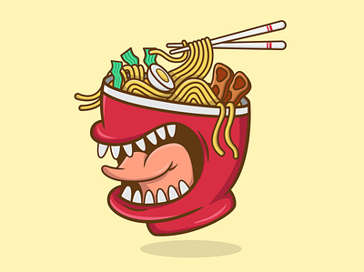 Ramen Noodle Monster Illustration cartoon logo illustration monster noodle ramen vectorart