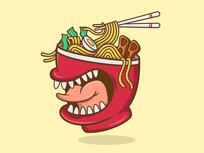 Ramen Noodle Monster Illustration