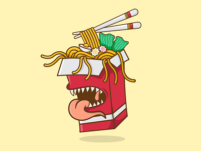 Box Noodle Monster Illustration