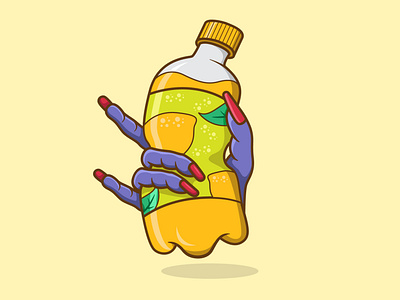Softdrink with Hand Monster Illustration