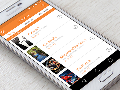 Main-screen(Tripican-Cinema-app) android app design graphic lollipop pakistan ui ux