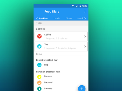 Food-diary-app-screen android app blue food material design mobile pakistan screen