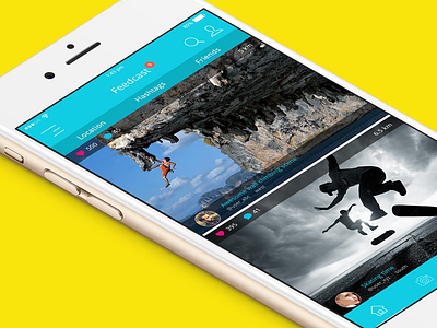 Feedcast (feed view) app design graphic ios iphone 6 light blue pakistan screen ui ux