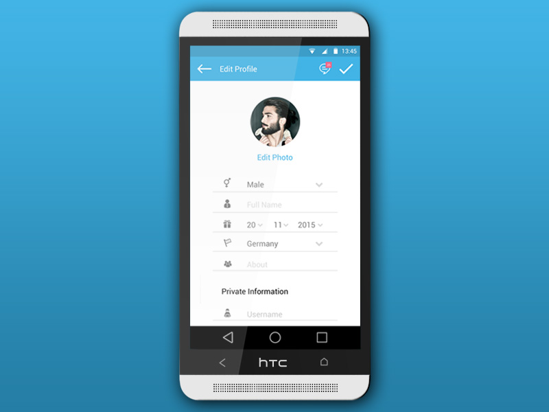Social app (Edit Profile) by Taimur Butt on Dribbble