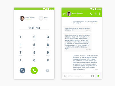 Dial pad and chatting screen android chat design dial graphic material pakistan