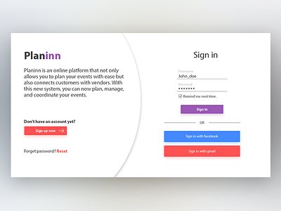 Sign In (Planinn) design graphic page pakistan web