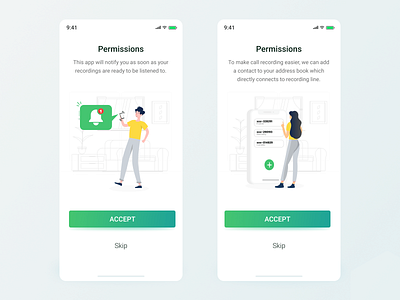 Mimik (Permission Pages) app design graphic illustration ios iphone ui ux