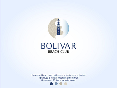 bolivar beach club logo branding beach beach sand bolivar beach club brand identity branding design flat logo graphic design illustration lighthouse logo logo mark minimal minimalist logo modern sand typography vector water wave