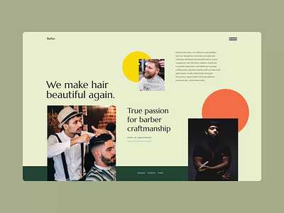 Barbershop Landing Page Exploration animation barber shop barber shop website barbers barbershop barbershop landing page creative design enterpreneur hair salon hair style haircut landing page motion design motion graphics salon ui design ux design web animation webdesign website