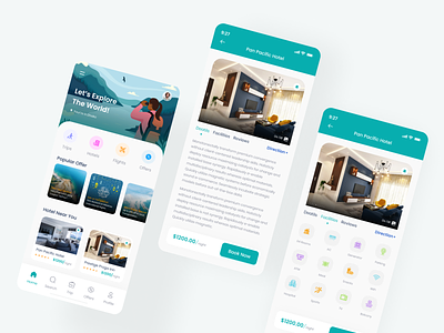 GoTour - Tour & Travel Mobile App Exploration app design booking flat booking app hotel hotel booking hotel booking app minimalist mobile ap design mobile app mobile design mobile ui reservation room booking tourism travel travel agency travel app travelling trendy design vacation