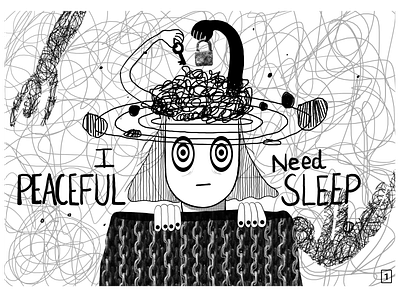 I Need Peaceful Sleep: Page 1 flat graphicdesign graphics illustration illustration art mental health awareness mentalhealth overthinking photoshop