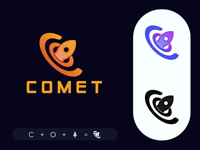 Comet Logo concept abstract analytic app brand branding branding concept clean design icon illustration logo minimal rocket logo sketch typography ui ux vector web