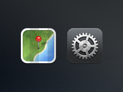 Kiwi - Maps & Settings gear holes icon iphone kiwi land maps ocean pin setting settings texture theme