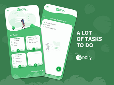TO DOify - Task management App UI android app app branding design flat green minimal task to do ui