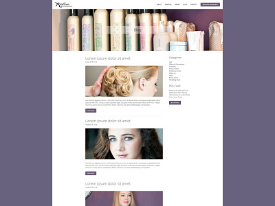 Blog page redesign for Revive Hairdressing