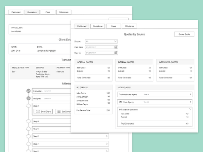 Wireframes for conveyancng software