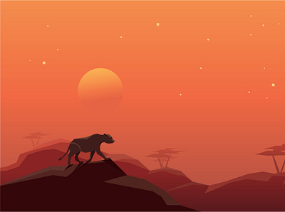 Sunset in Africa africa color design flat icon illustrator logo lowpoly panther sun sunset vector