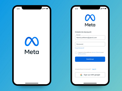 Meta. Connection is evolving and so are we. app appdesign design registration sign in sign up ui uidesign uiux ux