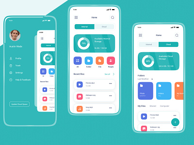 Internal & Cloud Storage Manager app appdesign cloud design file file maneger files internal maneger mobile mobile design space storage ui uidesign uiux ux