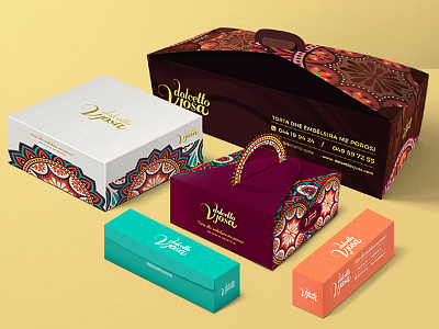 Dolcetto Vjosa cake chocolate colorful cream delicious geometric label labeling mandala packaging pattern