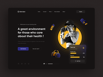 Boxs Club Landing Page 💪🔥 app app design boxs boxs club club dashboard design echo design echo lab echodesign energy glass health landing landing page running ui uidesign ux uxdesign