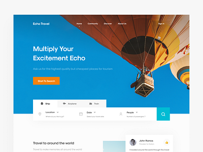 Traveling Landing Page 🏖🧳 ballon design echo echo design echo lab echodesign landing landing page ship train trap travel traveling ui uidesign ux uxdesign