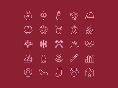 Christmas Icons advent christmas design icon set illustrator single line weight icons snowman