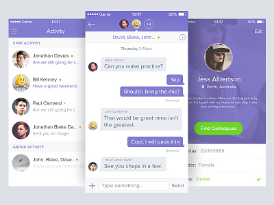 GroupChatUI app betraydan chat design flat ios messaging ui