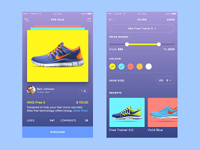 SneakerUI app betraydan bright clean colourful design ios minimal sneakers