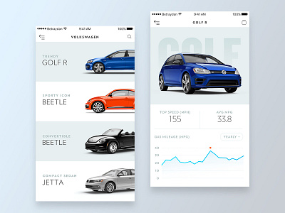 VW App app betraydan car clean minimal mobile product ui ux