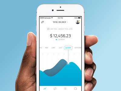 Balance UI app banking betraydan blue clean design graph stats ui ux