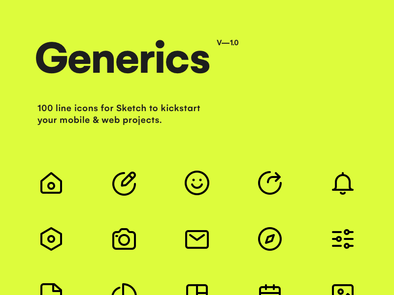 Generics - 100 Line Icons ui mobile app line icons sketch betraydan icons