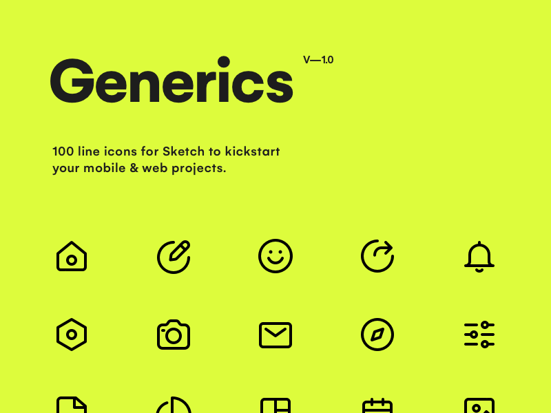 Generics - 100 Line Icons app betraydan icons line icons mobile sketch ui