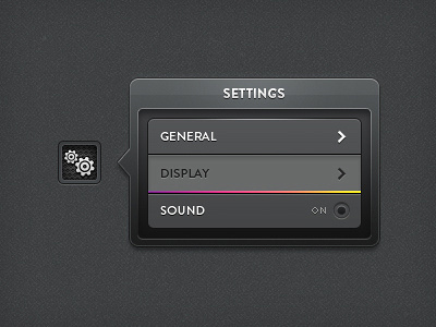 Settings Popup active betraydan button dark ui design gradient icon popup settings state ui ux