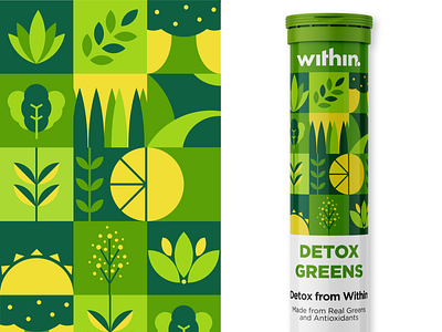 Detox Greens Packaging Design - Within branding branding concept branding design geometric geometric design graphic design graphicdesign graphics illustrator package packaging packaging design packagingdesign pattern photoshop