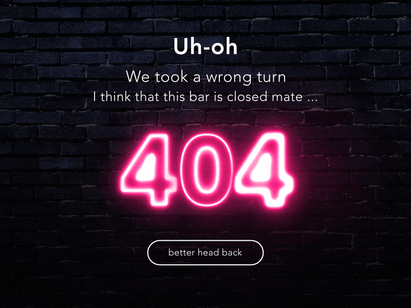 404 Broken Neon 008 404 animation dailyui dark error gif interface neon red ui web