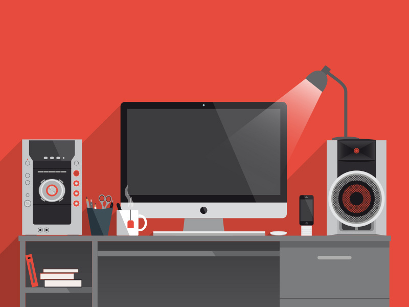 Desk illustration vector desk designer