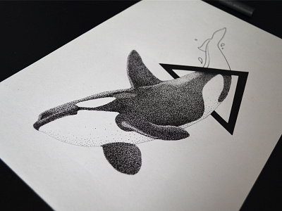 Orcinus Orca - Dots dots dotwork illustration killer whale orca